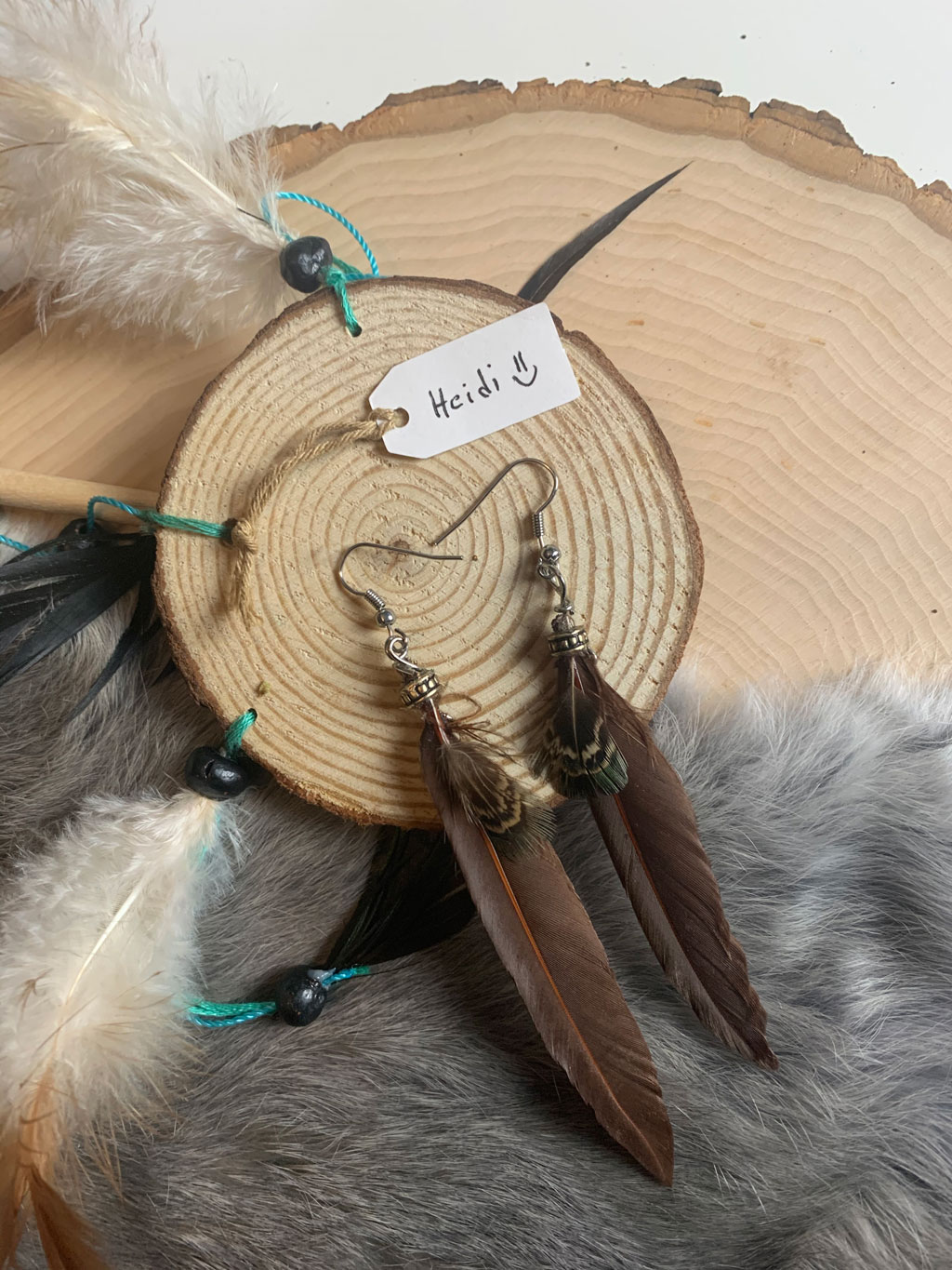 Moon vision feather earrings